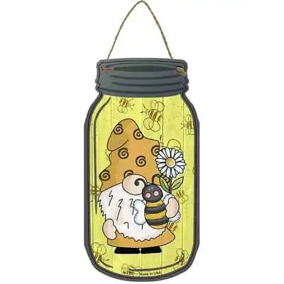 Gnome With Bee Yellow Novelty Metal Mason Jar Sign 4  X 8  • $10.25
