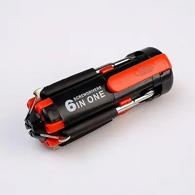 8-in-1 Portable Screwdriver With LED Torch Tools Multi Light Up Flashlight • £4.99