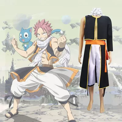 Cosplay Fairy Tail Natsu Costumes Halloween Carnival Suits Full Set Outfits Mens • £30