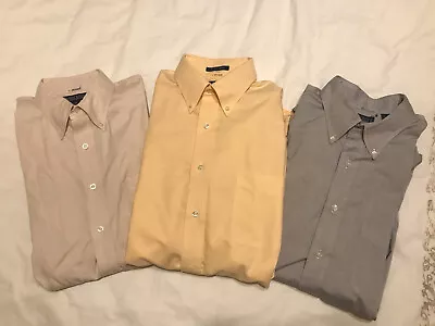 Mens Lands' End Solid Button-Down Collar Dress Shirts Long Sleeve (3) 16 1/2  36 • $32