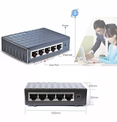 5 Port Ethernet RJ 45 Network Switch 10/100/1000 Mbps PC MDI/MDIX Hub RJ45 NEW  • $19.75