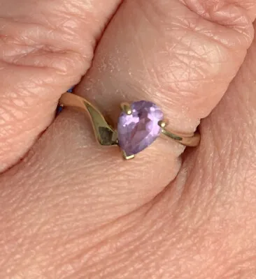 9ct Beautiful Amethyst Pear Shape Twist Ring Size N. Lovely  Ring • $93.38