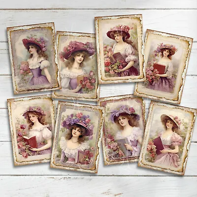 Shabby Chic Victorian Ladies Card Toppers Cardmaking Scrapbooking Tags Craft • £2.80