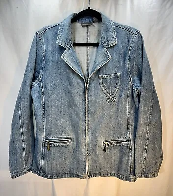 Women's Relativity Blue Denim Jean Jacket Size Large Zip Front Stylish Comfort • £11.08