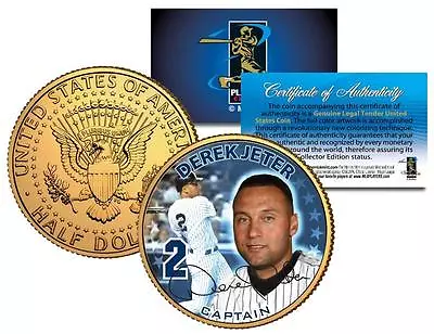$8.95 • Buy DEREK JETER * Captain * 24K Gold Plated Coin US Colorized JFK Half Dollar YANKEE