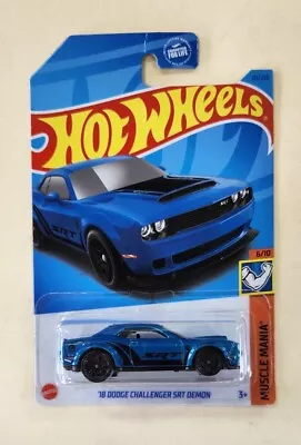 Hot Wheels Muscle Mania 6/10 '18 Dodge Challenger SRT Demon 151/250 Blue • $7.97