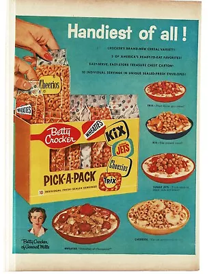 1956 Betty Crocker Pick-A-Pack Cereal Variety Pack Vintage Print Ad • $8.95