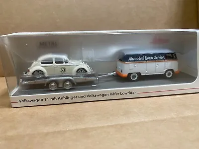 1/64 Schuco 3-car Set Volkswagen Vw T1 With Trailer And Vw Beetle #53 • $32.99