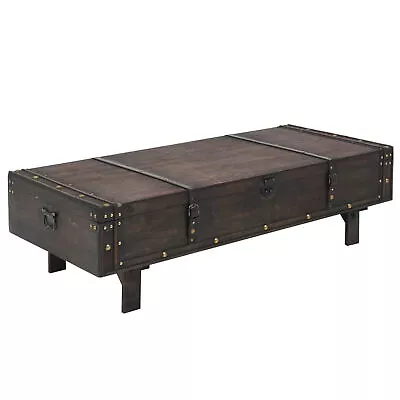 Solid Wood Coffee Table Vintage Style Side Couch Trunk Storage Chest Home I4V8 • $487.78