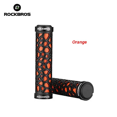 ROCKBROS Cycling Double Lock Handlebar Grips Anti Skid Rubber Bike Grips Orange • $9.99