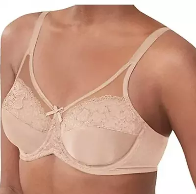 Lilyette LY0444 Beige Ultimate Smoothing Minimizer Underwire Bra Sz 44DD • £12.64