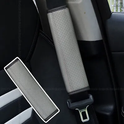 £5.54 • Buy Leather Car Seat Belt Cover Pad Safety Cushion Harness Buggy Shoulder Strap Gray