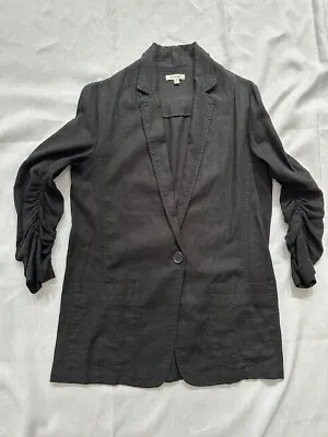 Max Studio Women's Black Blazer With 3/4 Ruched Sleeves; Size Medium  • $19