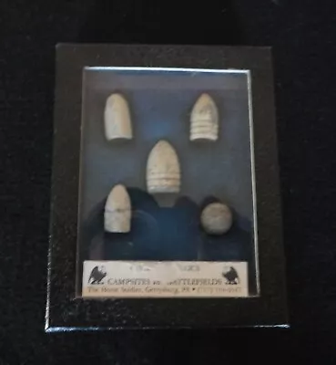 Five Civil War Bullets In Matted Display Case - Battlefields At Gettysburg • $29.95