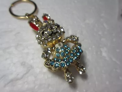 Vintage Bunny Rhinestone Key Chain Fob • $7.99