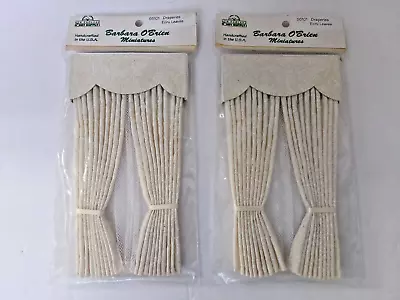 2 New Dollhouse Barbara O’Brien Miniatures Curtains Drapes Sheers Cream Valence • $26.98