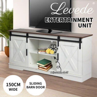 $229.99 • Buy Levede TV Cabinet Entertainment Unit Stand Wooden Table Sliding Barn Door 150CM
