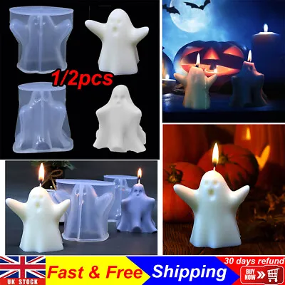 £8.34 • Buy 3D Halloween Silicone Resin Casting Mold Candle Wax Ghost Soap Making Mould Tool
