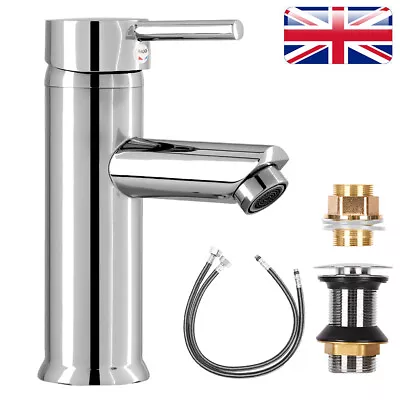 £15.59 • Buy Cisivis Cloakroom Modern Bathroom Basin Sink Mono Chrome Mixer Tap & Waste UK