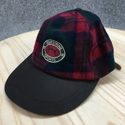 Equestrian Sports Plaid Cap Hat Mens One Size Red Black Wool Blend Adjustable • $15.29