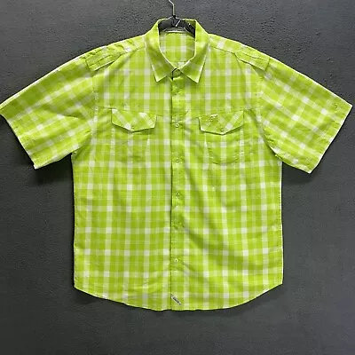 Marithe Francois Girbaud Shirt Mens XL Green Short Sleeve Button Up Plaid Beach  • $24.99