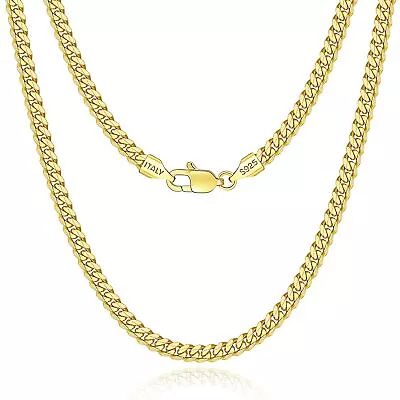 Gold Chain For Men 3.5mm Italian Solid 18K Gold Cuban Link Chain Necklace Fo... • $35.18