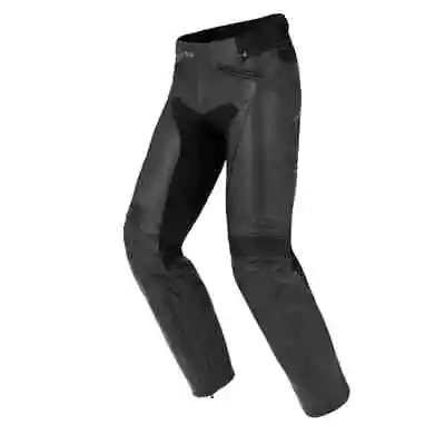 Mens CE Armored Motorcycle Biker Black Leather Trousers Motorbike Jeans Pants • $149.99