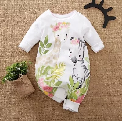 Baby Cute Jungle Print Outfit Jumpsuit Baby Clothes • $12