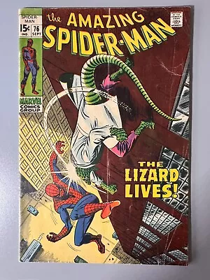 AMAZING SPIDER-MAN #76 LIZARD APPEARANCE GOOD Quality *1969* • £21.08