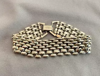 Vintage NAPIER Silver Tone Wide Link Bracelet Signed 7   3/4  Wide • $15.95