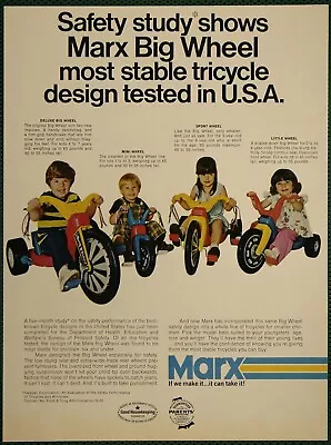 Marx Big Wheel Little Mini Sport Stable Kits Tricycle Toy Vintage Print Ad 1973 • $12.99