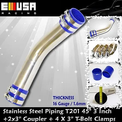 T201 SS 45° 3  16Gauge Piping Intercooler Header Exhaust Pipe • $39.99