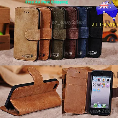 Leather Suede Stand Case Cover Flip Wallet Samsung IPhone X 4 5 5c 6 6s 7 8 Plus • $11.99