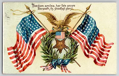 Memorial Day Decoration Day Series 107 TUCKS Patriotic Postcard Freedom Secure • $8.95