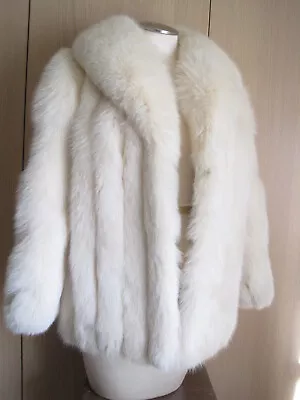 Vintage Jeurina Arctic White Fox Fur Jacket Coat S-M Size • $500