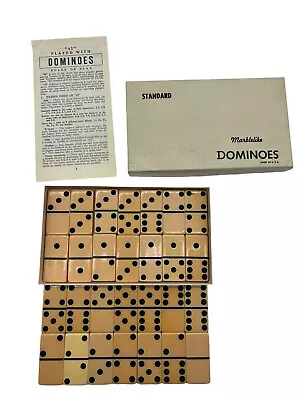 Puremco Mfg Co No 616 Standard Dominoes Marblelike Ivory In Box + Instructions • $24.99