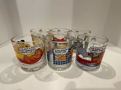 6 Vintage McDonald's 1978 Garfield Jim Davis Glass Coffee Cups / Mugs - Classic • $49