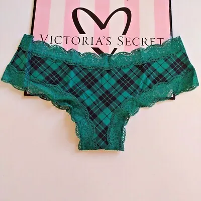 VICTORIA'S SECRET PINK Cotton Cheekster Green Plaid Cheeky Panty S M L XL VS NWT • £11.56