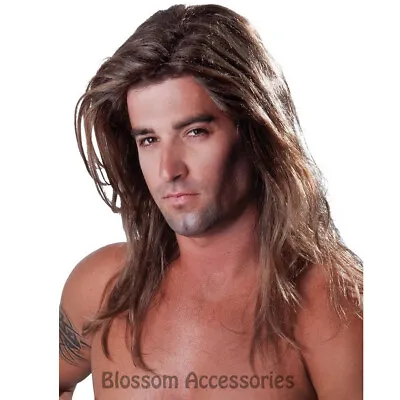 W389 Mens Fabio Wig Sexy Male Model Long Brown Bleached Blonde Costume Dress Up • £15.91