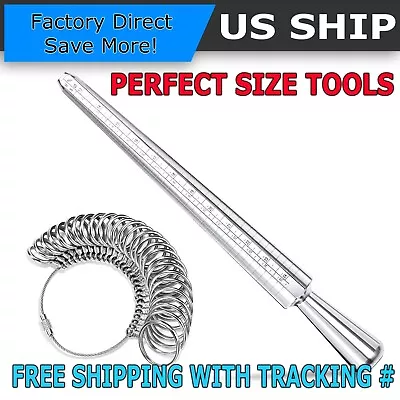 Metal Ring Sizer Guage Mandrel Finger Sizing Measure Stick Standard Jewelry Tool • $5.49