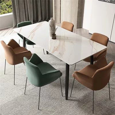 $275.90 • Buy Oversize Slate Kitchen Dining Table Marble Counter-height Table Solid Metal Legs