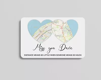 Miss You Long Distance Gift Personalised Wallet Card Distance Means So Little • £6.99