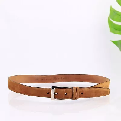 Robert Talbott Italy Suede Belt Men's Size 36 Tan Camel Brown Solid Brass Buckle • $67.89