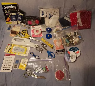 Lot Of Vintage Misc Sewing Supplies (Needles Scissors Thread Fabric Etc.) • $9.95
