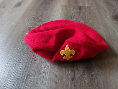 Vintage  Boy Scouts Of America Red 85% Wool Hadgear  Beret Hat Size Medium • $22.61