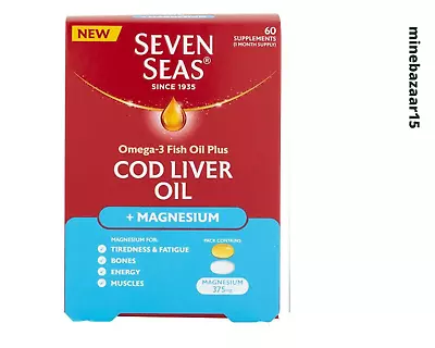 £9.90 • Buy Seven Seas Cod Liver Oil Plus Magnesium Supplement 60 Pack 375mg | UK Dispatch 