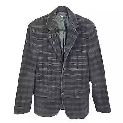 Marc Ecko Black Corudroy Jacket Blazer Men Size Medium Cut & Sew Cross Hatch • $19.88