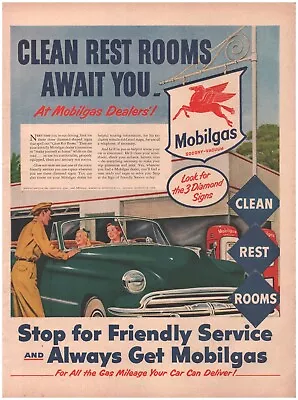 1952 Mobilgas Mobil Clean Rest Rooms Vintage Original Magazine Print Ad • $3.96