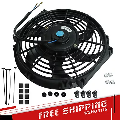 Universal 10  Inch Slim Fan Push Pull Electric Radiator Cooling 12V Mount Kit BK • $22.99