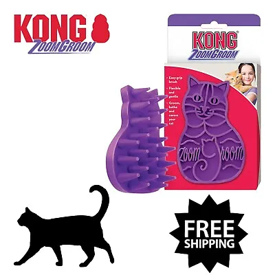 Kong Zoom Groom Soft Grooming Brush Combs & Rakes For Cats Colour Purple • £12.45